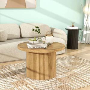 Nueva mesa de centro redonda de madera maciza de estilo transfronterizo, estilo minimalista moderno, mesa de centro para sala de estar, de pie. - Product Image 1