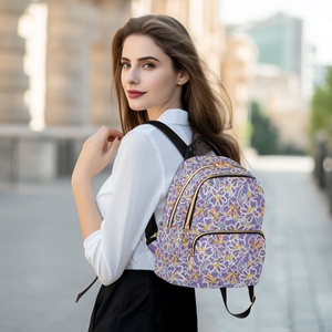 Hot Sale Quilted Polyester Hawaii Lavender Print Girls Casual College <b>Small</b> Rucksack Custom Mini Women's <b>Backpack</b> for Travel - Product Image 6