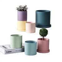 Pot de fleurs en céramique mate de style nordique, couleur unie, respirant, résistant aux fissures, résistant aux hautes températures, pour fleurs