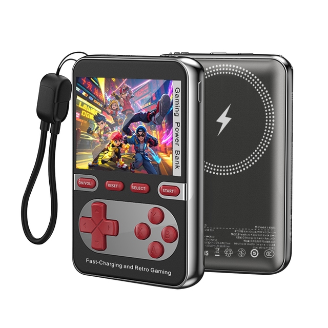 Retro Gaming Handheld Game Console 2-in-1 5000mAh Power Bank 22.5W Fast Charging Mobile Device Charger for Entertainment
