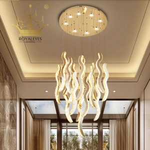 <span class=keywords><strong>Lustre</strong></span> LED suspendu en cristal doré et chromé, <span class=keywords><strong>design</strong></span> moderne, éclairage d'intérieur, luminaire décoratif de plafond, idéal pour un salon ou des escaliers, nouveau modèle, - Product Image 2
