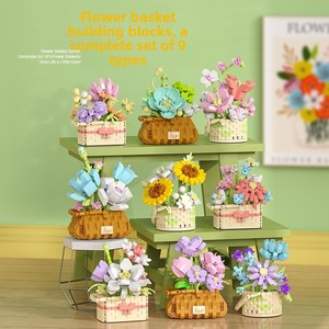 <strong>Lele</strong> Brothers W1605-1801 Plastic Flower Basket Succulent Flower Mother Teacher Holiday Assembly Girl Building <strong>Block</strong> Toy Gift - Product Image 5