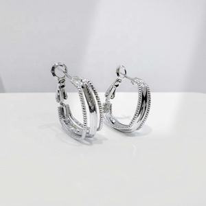 Prix usine, dernières boucles d'oreilles créoles géométriques en argent sterling 925, style minimaliste exagéré, pour filles, hip-hop western - Product Image 1