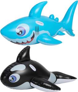 Waterhan Lot de 2 jouets gonflables multicolores requin <span class=keywords><strong>baleine</strong></span> pour enfants, étanches, thermosoudés, pour piscine, avec pompe électrique, 6-8 pieds, AC - Product Image 2