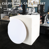 Ensemble de boîtes à gâteaux hautes écologiques Culpitt Classic |   Boîte à courrier carrée de 10 pouces en carton masonite de qualité supérieure |   Blanc 10x10x10 pouces à plusieurs niveaux