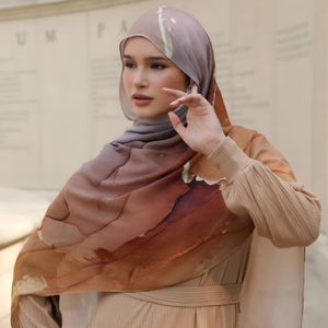 حجاب النساء المسلمات بالألوان المائية المطبوعة تنفس خفيف ناعم مشروط مخصص بربطة عنق صبغ فيلا طباعة فسكوز - Product Image 3