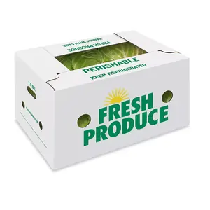 Envasado de verduras frescas al por mayor, cajas de bushel, caja corrugada recubierta de cera, cajas de envío blancas a la venta