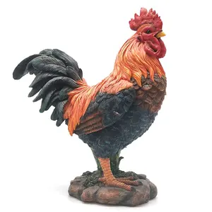 Farm realistic animal figurine resin rooster statue, life size garden decoration resin sculpture rooster%