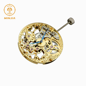 <span class=keywords><strong>Montre</strong></span> de poche mécanique à logo personnalisé, mouvement squelette gravé or, avec roue d'équilibrage visible - Product Image 2