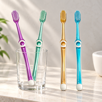 Brosse à dents manuelle pour adultes avec logo personnalisé, manche transparent, poils doux, qualité supérieure, soins dentaires