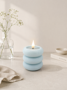 Bougie LED artisanale Jialong Houseware à 3 couches superposées, effet galet, flamme vacillante, sans flamme, en cire de soja, parfumée, aromathérapie, art minimaliste - Product Image 4