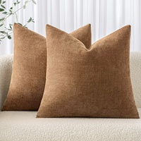 Housse de coussin personnalisable de forme carrée, style vintage, couleur unie, chenille, motif bambou tridimensionnel, fermeture éclair invisible