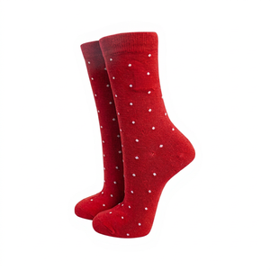 Chaussettes rouges à pois blancs, unisexes, en coton, imprimées numériquement, tricotées, respirantes, pour un usage quotidien, hiver - Product Image 1