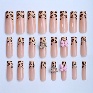 24 <span class=keywords><strong>Uñas</strong></span> Postizas <span class=keywords><strong>Acrílicas</strong></span>, Diseño Francés <span class=keywords><strong>de</strong></span> Ballet Largo con Lazo <span class=keywords><strong>de</strong></span> Leopardo, Patrón <span class=keywords><strong>de</strong></span> Estilete <span class=keywords><strong>de</strong></span> Cobertura Completa, Puntas <span class=keywords><strong>de</strong></span> <span class=keywords><strong>Uñas</strong></span> a Presión - Product Image 3