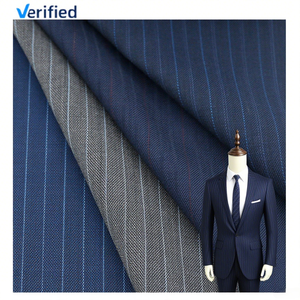 Vải may vest nam cao cấp, mềm mại, chất liệu len Merino pha 50% len 50% polyester, kẻ sọc - Product Image 1