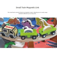 Set de Juego de Tren de Dinosaurios de Madera de 80 Piezas al por Mayor para Niños con Pista, Tapete de Juego y Helicóptero de Juguete para Animales