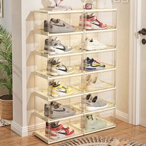 Haogle Transparent Stackable Foldable PP Plastic <b>Shoe</b> Organizer with 6-10L Capacity - Product Image 1