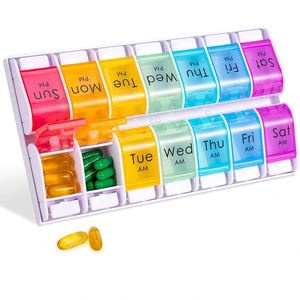 Boîte de rangement pour pilules personnalisée en plastique avec 14 compartiments pour 7 jours - Product Image 1