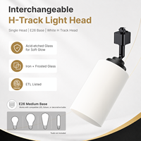 Tête d'éclairage sur rail de type H, directement de l'usine, avec ampoule à culot E26, abat-jour en verre blanc réglable, compatible Halo, luminaire homologué ETL