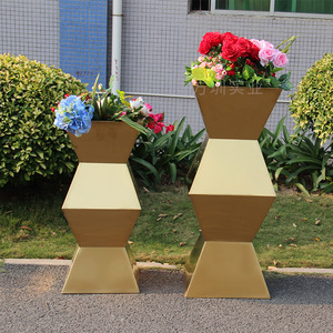 Stainless Steel Square Floor <b>Vase</b> Modern Design for Floral Display Indoor/Outdoor Use - Product Image 1