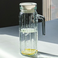 Carafe en verre pour eau froide et thé, avec couvercle et poignée, pour la maison et l'hôtel, prix usine en gros, emballée en boîte
