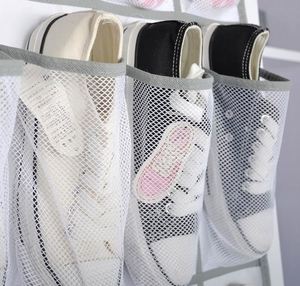 24 Pocket Nylon Mesh Fabric Over the Door Hanging <b>Shoe</b> Organizer <b>Holder</b> Storage for <b>Shoes</b> Cleaning Supplies - Product Image 2