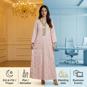 เดรสยาวผ้าแจ็คการ์ดสีบลัชประดับเลื่อมสำหรับผู้ซื้อสินค้าบูติก - Product Image 5