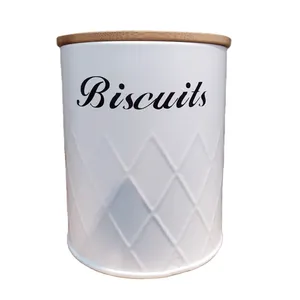 Metalen Witte Thee Koffie Suiker Biscuit Container Jar Brood Box Bin Keuken Opslag Van Voedsel Container Set