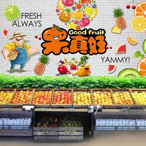 <span class=keywords><strong>Papel</strong></span> Tapiz Mural para Tienda de Frutas, Vegetales, Bebidas Frías, Tienda de Té con Leche, Fondo de Pared para Supermercado de Jugos, Tienda de Conveniencia - Product Image 1