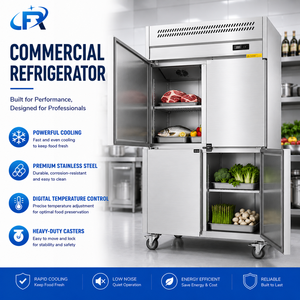 Réfrigérateur commercial en acier inoxydable à 4 portes, réfrigérateur vertical avec refroidissement uniforme et nettoyage facile - Product Image 2