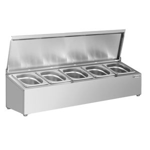 Caja de Condimentos de Acero Inoxidable con Múltiples Compartimentos y Tapa Abatible Antipolvo, Juego de Recipientes para Condimentos de Cocina para Restaurantes y Servicios de Catering - Product Image 3