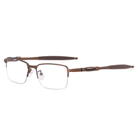 MK91283 Gafas de Metal Rectangulares Unisex con Media Montura, Anti Luz Azul, Diseño Moderno, Lentes Ópticas