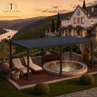 Pergola bioclimatique motorisée écologique en alliage d'aluminium imperméable avec toit à lames orientables et structure thermolaquée pour l'extérieur
