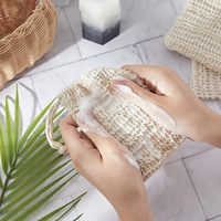Pochette à savon en coton et chanvre 100% naturel avec cordon de serrage, sacs à savon en maille exfoliants, gants de bain, éponges exfoliantes pour la douche