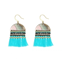Boucles d'oreilles pendantes classiques rétro bohèmes ethniques faites à la main en coquillages naturels avec pompons, vente directe d'usine, version personnalisée