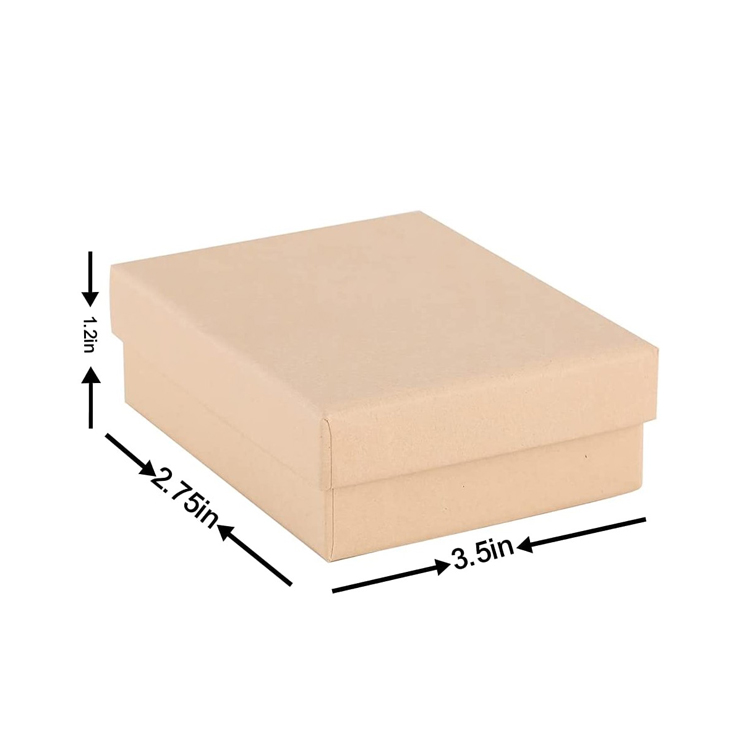 Brown Delicate Kraft Jewelry Box Bulk Sturdy Kraft paper packaging with Lid and Cotton spo<i></i>nge velvet padded