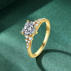 Luxury S925 Sterling <b>Silver</b> Rhodium/Gold Plated Claw Setting Shiny D VVS1 GRA Hearts Moissanite <b>Eternity</b> <b>Ring</b> for Women Gift - Product Image 5