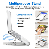 Nouveau Support d'Ordinateur Portable en Alliage d'Aluminium Réglable 7 Niveaux avec Conception Pliable et Rotative Compatible avec les Ordinateurs Portables de 10" à 17.2" pour Bureau