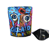 Pochette sur support personnalisée recyclable brillante UV Sac zip-lock refermable 3.5g Mylar Sac d'emballage en plastique imprimé holographique pour bonbon comestible