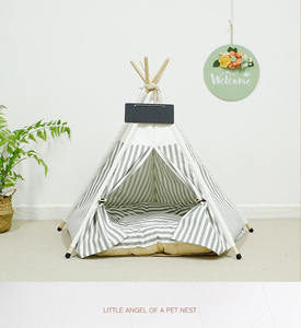 Ins Hot Sale Huisdier Tipi Fold Pet Tent Meubel Kat <span class=keywords><strong>Bed</strong></span> Met Pad Houten Hondenbed Kleine Huizen Voor Honden Eco Vriendelijk Huisdier <span class=keywords><strong>Bed</strong></span> - Product Image 5
