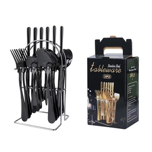 Prix usine 24 pièces or couverts de luxe ensemble avec porte-bloc magnétique support couverts cadeau cuillère en acier inoxydable à la maison couverts - Product Image 2
