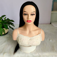 Perruques mi-longues à cordon de serrage, cheveux humains lisses, vente en gros, perruques en cheveux vierges, fabriquées à la machine, avec bandeau, perruques en U et en V, cheveux humains