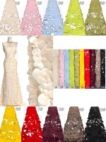 Tissu à paillettes rondes mélangées de 4 tailles, superposées, pour robe de soirée