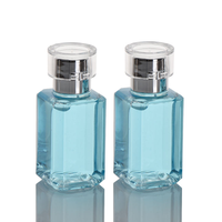 Flacon de parfum de luxe bleu rectangulaire 30ml 50ml 100ml avec impression sérigraphique, emballage cosmétique carré avec bouchon argenté