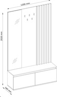 Armoire de couloir moderne en chêne et graphite avec commode, banc miroir et panneau de porte-manteau