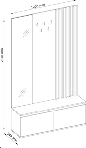 Juego de armario moderno para pasillo de roble y grafito <span class=keywords><strong>con</strong></span> cómoda, Banco de espejo y panel de <span class=keywords><strong>perchero</strong></span> - Product Image 5