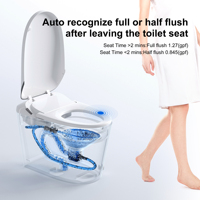S037 Toilette intelligente avec capteur au pied, double chasse, télécommande, siphon en P, cuvette allongée, conception monobloc pour usage domestique et hôtelier