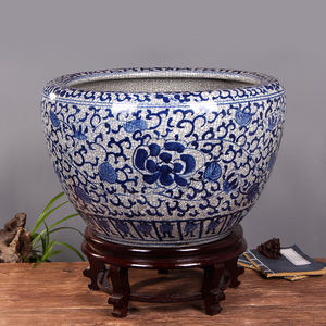 Jingdezhen रेट्रो दरार घुटा हुआ पारंपरिक नीले और सफेद चीनी मिट्टी मछली कटोरा चीनी नीले और सफेद चीनी मिट्टी बर्तन - Product Image 2