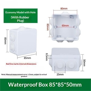 85x85x50mm IP65 Waterproof Junction Box with <b>Rubber</b> <b>Plug</b> Economy Pre-drilled Hole Model Cable Entry Enclosure Terminal box - Product Image 2