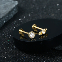 Topower 14 Karat massives Gold klar CZ Labret Knorpel Tragus Daith Ohr stecker Bauchnabel Nabel Nasenring Piercing Schmuck